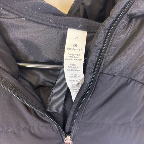 Lululemon Down For It All Black Nylon Hooded Zip Up Puffer Jacket Size 4 - Picture 6 of 11